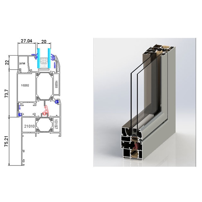درب و پنجره آلومینیوم اختصاصی لولایی ترمال بریک TH60 آکپا