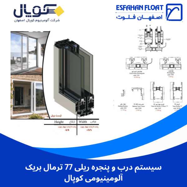 سیستم درب و پنجره ریلی 77 ترمال بریک آلومینیومی کوپال