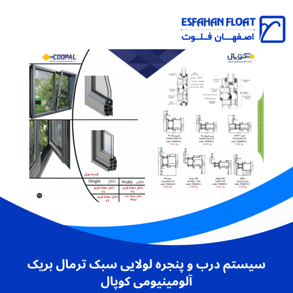 سیستم درب و پنجره لولایی سبک ترمال بریک آلومینیومی کوپال