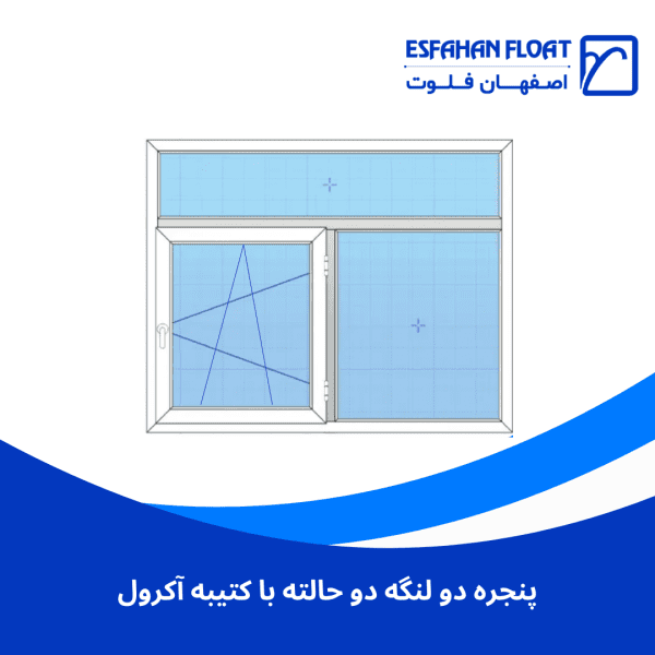 پنجره دو لنگه دو حالته با کتیبه آکرول