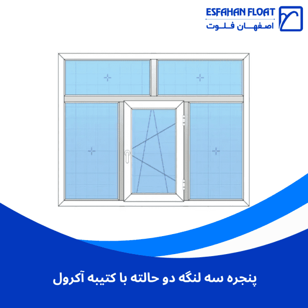پنجره سه لنگه دو حالته با کتیبه آکرول