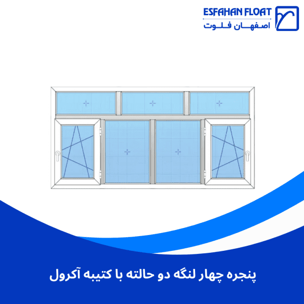 پنجره چهار لنگه دو حالته با کتیبه آکرول